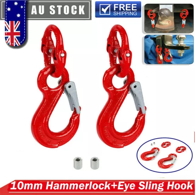 2X wll 3150kg Hammerlock Eye Sling Hook Chain Caravan Trailer connecting Extend