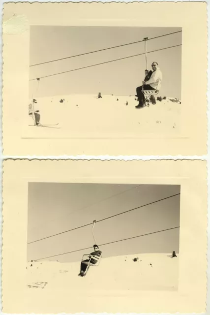 Photo Ancienne - Vintage Snapshot - Montagne Télésiège - Mountain Chair Lift