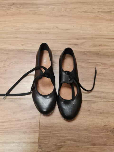 Bloch Tap Shoes Black Leather Lace-up Tap Shoes Size 1.5 Excellent Condition