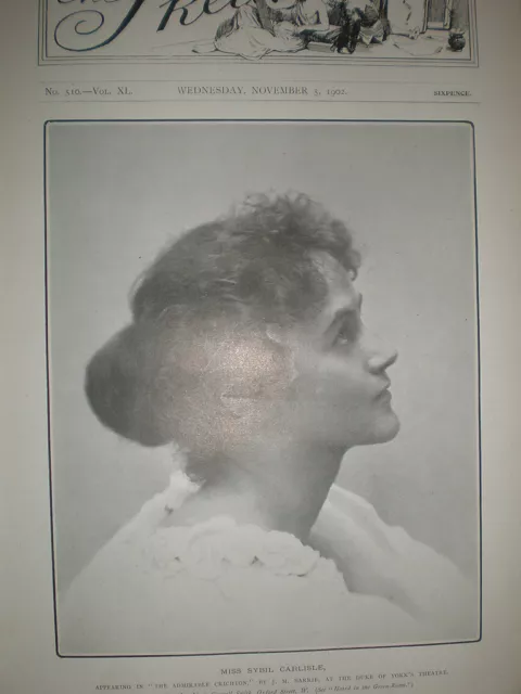 Printed photo actress Sybil Carlisle 1902