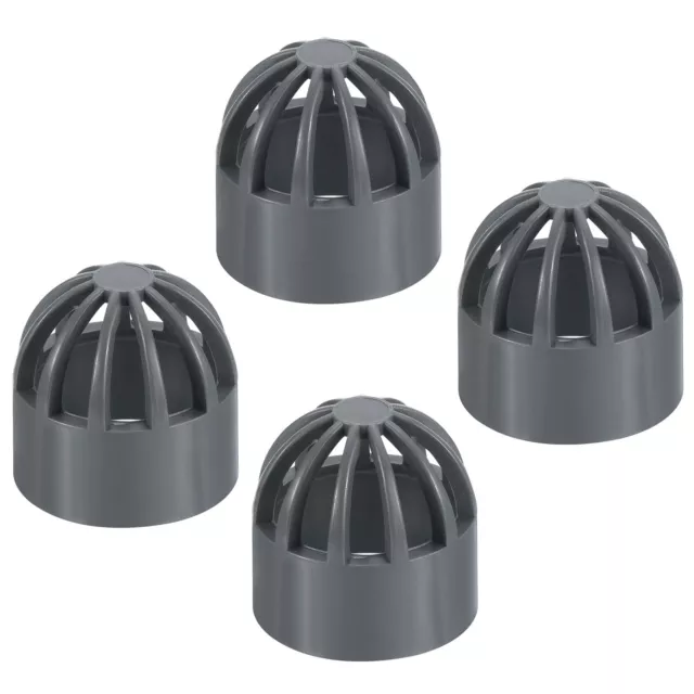 4Pcs 3/4" Atrium Grate Cover Round Outdoor UPVC Sewer Drain Pipe Fitting Gray