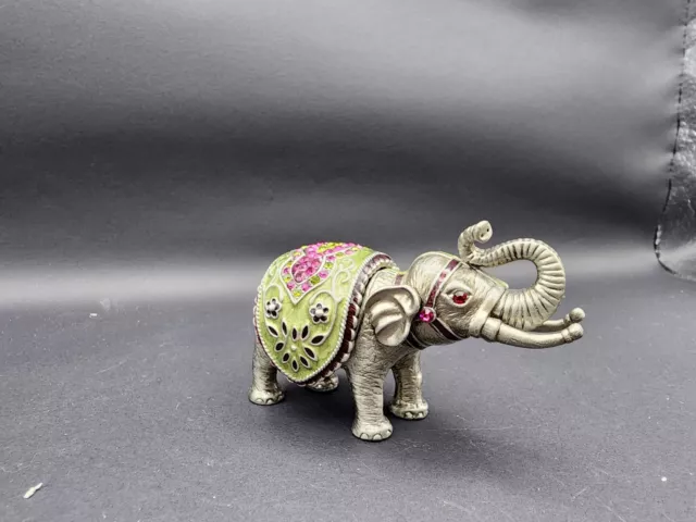 Royal Gem Trinket Box Elephant Swarovski Crystal Pewter