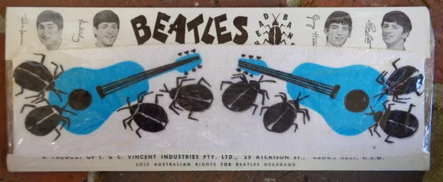 Beatles Original 1964 Australian Headband On It's Display Card