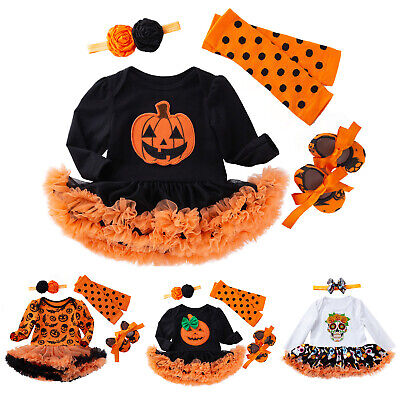 Infant Baby Girls Halloween Dress Outfits Costume Toddler Romper Dress Headband
