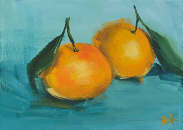 Tangerine Painting Kitchen Wall Art Mandarin Oil Painting Abstract Fruit