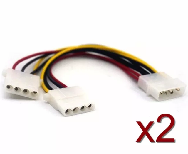 2x Cable Adaptateur doubleur MOLEX 20cm Molex male / double female plug splitter