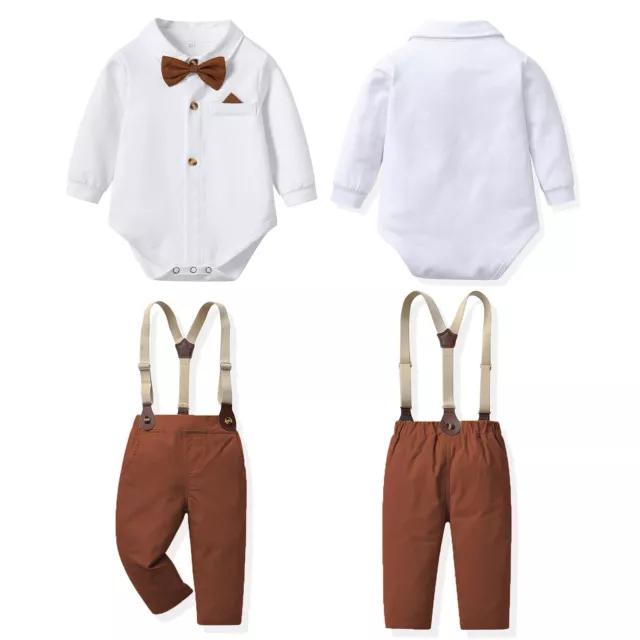 Toddler Boys Gentleman Suit Party Romper New Year Formal Dress Sets Long Sleeve