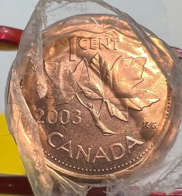 Canada 2003 magnetic Original Bank Wrapped Roll of 50 Pennies!!