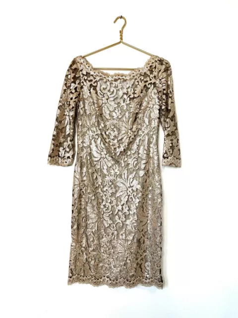 Women's Tadashi Shoji Cocktail Dress With Sequin Lace Overlay Size 8