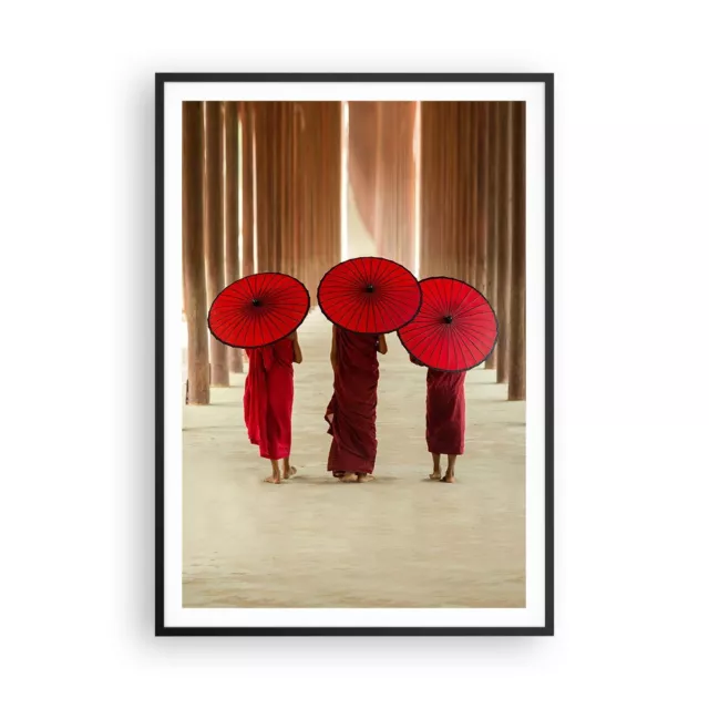 Affiche Poster 70x100cm Tableaux Image Photo Bhoutan Parapluie Rouge Wall Art