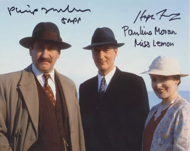 Hugh Fraser, Philip Jackson & Pauline Moran In Person signed photo - Poirot -A10
