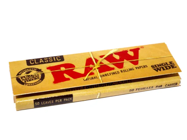 1 RAW Single Wide CLASSIC Natural Rolling Papers Rolling  Tobacco 50 Leaf Book