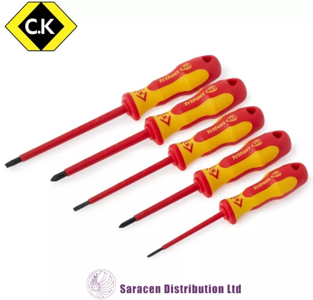 Ck Triton Xls 5 Piece 1000V Insulated Vde Screwdriver Set, Slot & Pozi - T4729