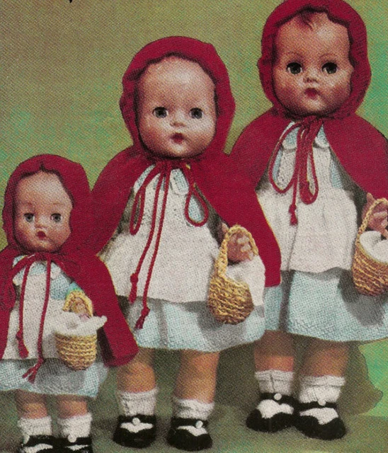 VINTAGE KNITTING PATTERN to make Doll Clothes 16" Red Riding Hood Cloak