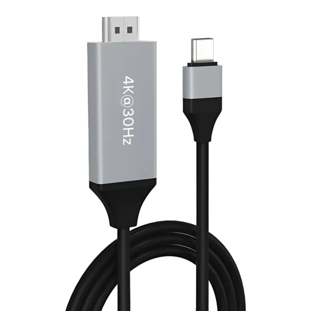 MMOBIEL Câble USB-C vers HDMI 2m - 4K@30Hz - Adaptateur Thunderbolt 3 vers HDMI