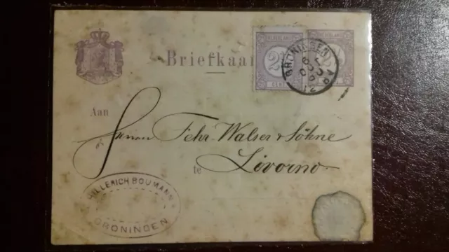 Olanda, Carta Postale 5/10/1880/ ( Hillerich Boumann )Groningen ×Livorno