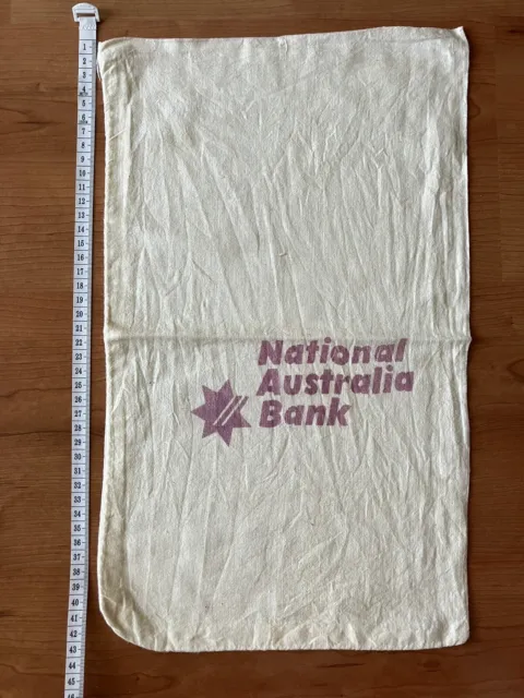Vintage National Australia Bank - Calico Money Coin Bag - Very Good Condition