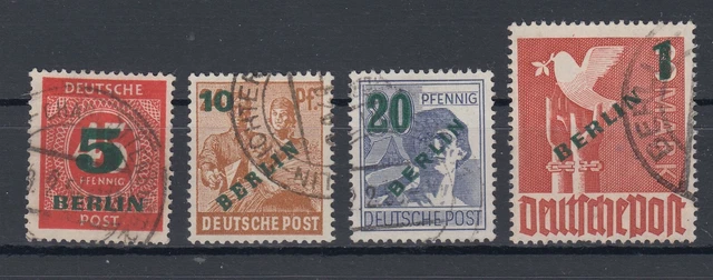 Berlin 1949, Freimarkensatz m. grünem Aufdruck, Michel 64-67, gestempelt