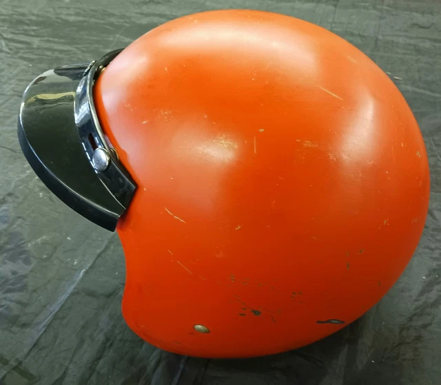 1970 BELL TOPTEX 7 1/2 Orange Motorcycle ATV HelmetVisor Needs