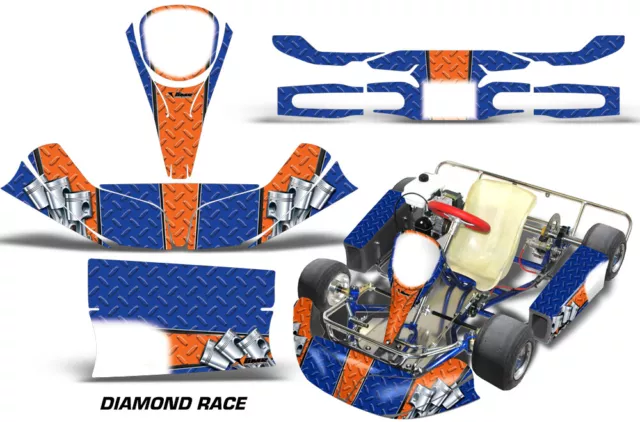 Go-Kart Graphics kit Decal for KG Kids Kart Diamond Race Orange Blue