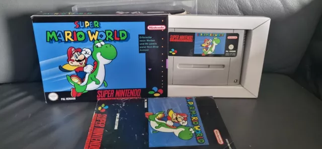 SNES - Super Nintendo - Super Mario World mit Anleitung und Ersatz/Schutz-Hülle