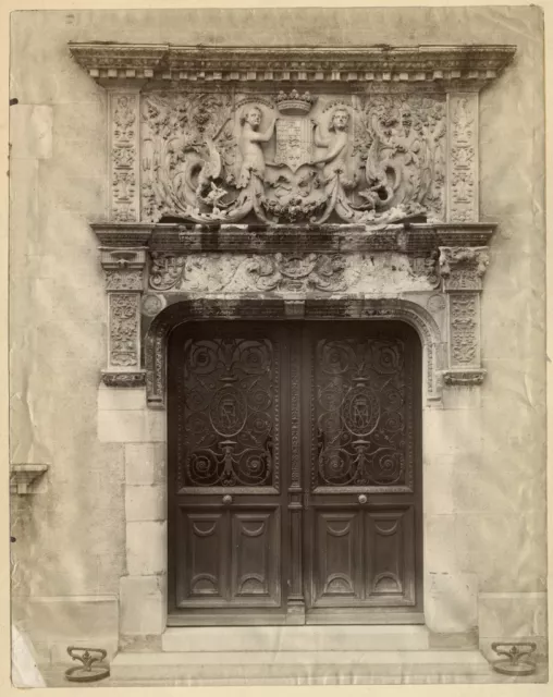 1880-90 Albumen Print View Château de Pau Doorway, Pyrénées-Atlantique France