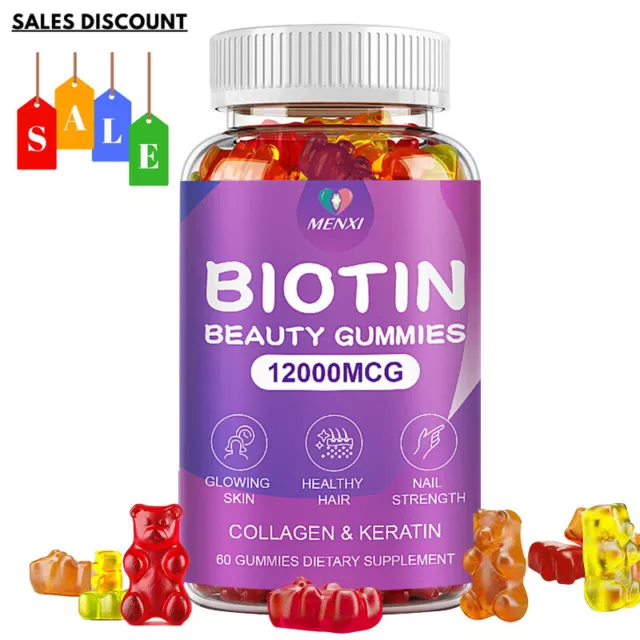 Collagen Vitamin Gummies for Hair,Skin,and Nails,Premium Collagen biotin 12000mg