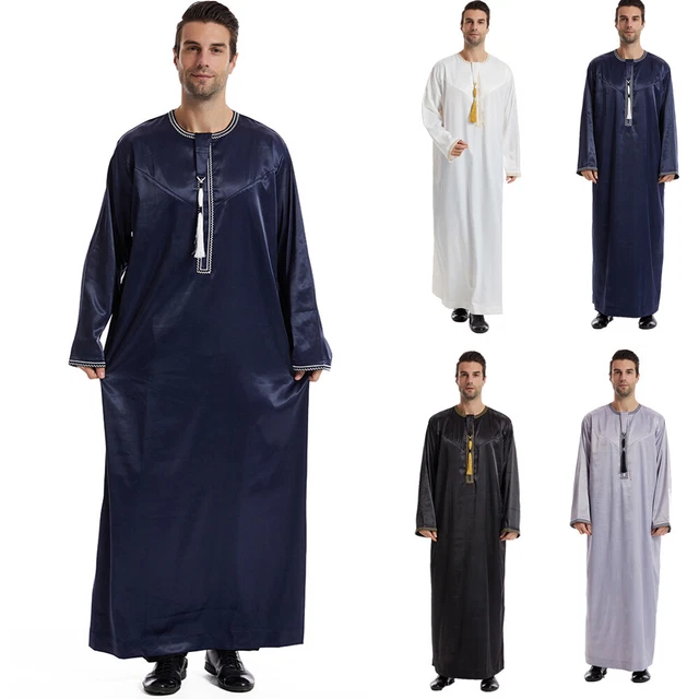 SAUDI ARAB MEN Robe Long Sleeve Dishdasha Abaya Thobe Jubba Thoub Men ...
