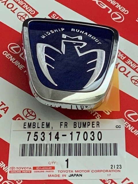 OEM Toyota 99-07 MR2 MR-S Spyder Midship Runabout BLUE Front Emblem 75314-17030