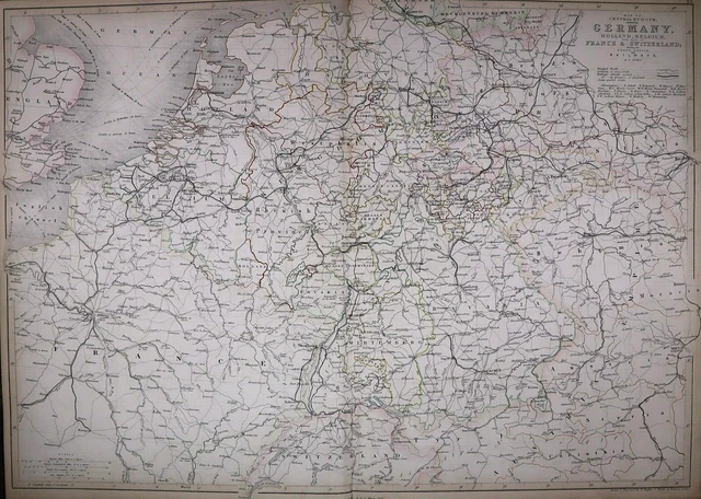 Large Authentic 1847 Black's Atlas Map ~ GERMANY ~ FreeS&H   Inv#217