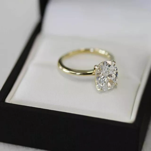 Solitaire et bague de mariage en diamant simulé taille ovale de 3,0 ct en...