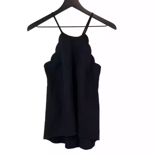 Kimchi Blue Urban Outfitters (XS) Scalloped Trim Cami Tank Top Black Stretch