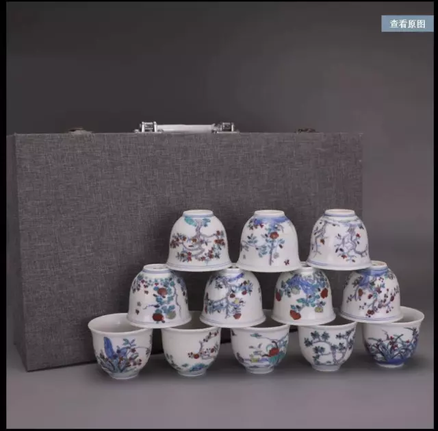 3.5" Antique Porcelain qing dynasty kangxi mark 1 set famille rose flower Teacup