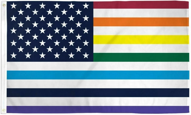 3X5 USA American Rainbow Flag Gay Lesbian Pride LGBT Peace FAST - Foto 11