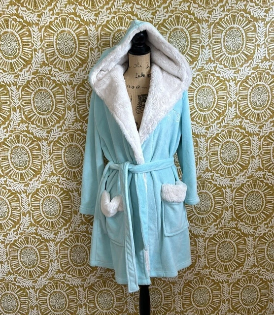 POTTERY BARN TEEN Polar Bear Hooded Faux-Fur Belted Robe in Turquoise ...