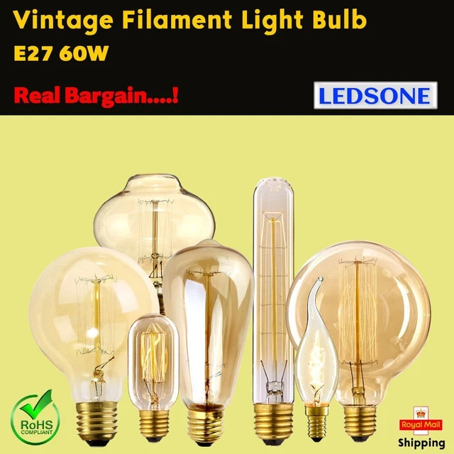 B22 E27 Vintage Edison Light Bulb Squirrel Filament Style Dimmable Light Bulbs