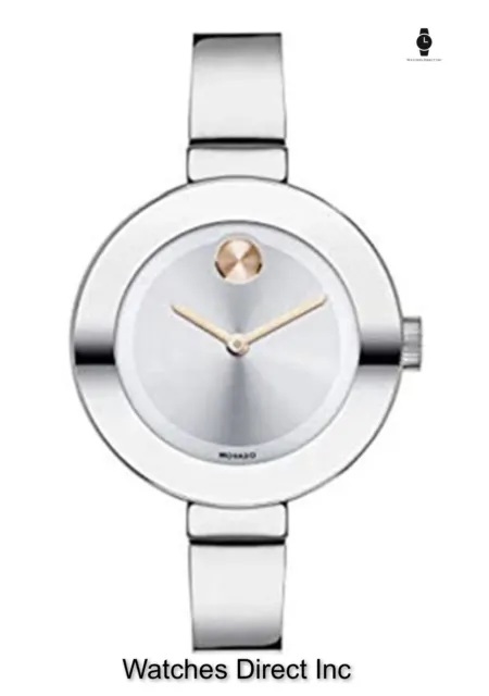 Brand New Movado Bold Two-Tone Women’s Bangle Watch with Mirror Dial 3600194