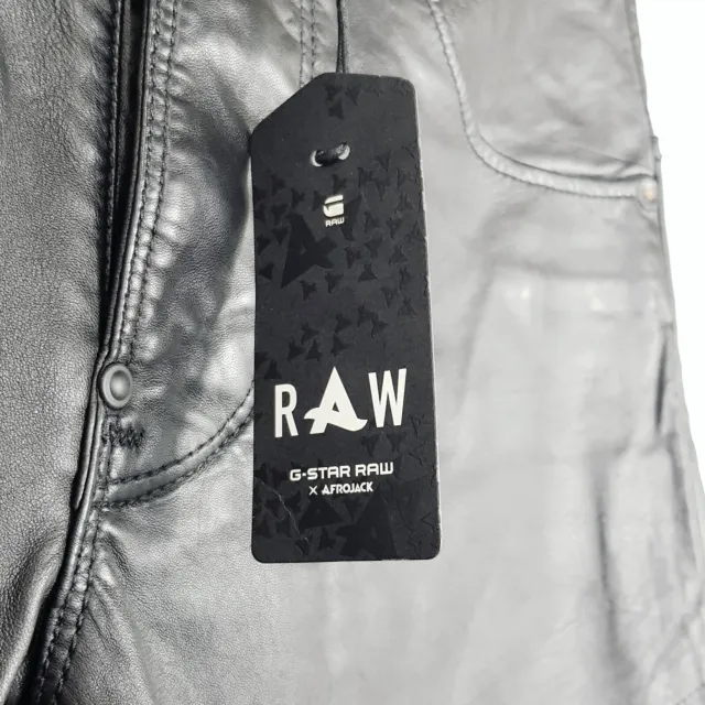 G-STAR RAW MENS US 28 Afrojack A Crotch Black Leather Tapered Pants NEW ...