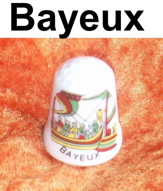 Fingerhut Porzellan Schiff selten thimble dé Bayeux France Souvenir Dedal