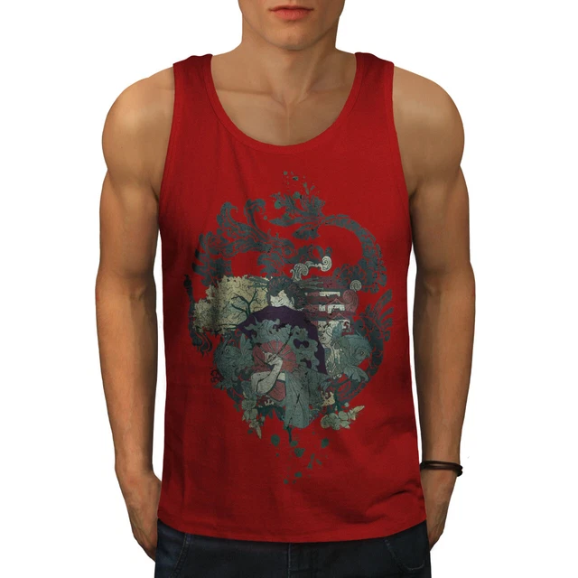 Wellcoda Dragon Unique Mens Tank Top, Oriental Active Sports Shirt