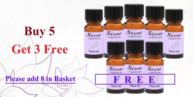 10ml FRAGRANCE OILS - Buy 5, Get 3 Free for Candles, Diffusers, Oil Burners etc.