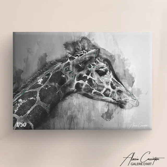 Art Giraffe Print Wall Canvas Decor Home Poster Black and white Painting Framed