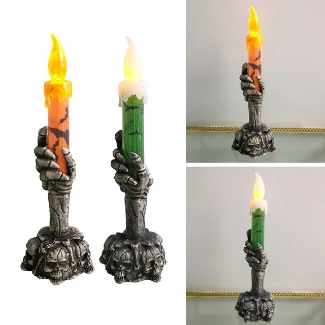 2 Stück Party Halloween Schädel Skelett Hand LED Kerzenlicht Lampe
