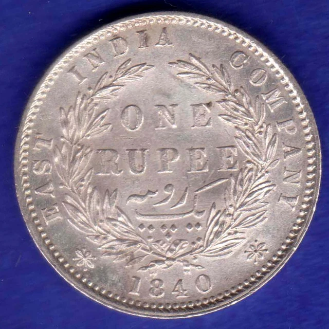 British India-1840-Divided Legend-Victoria-One Rupee-Top Condition Silver Coin