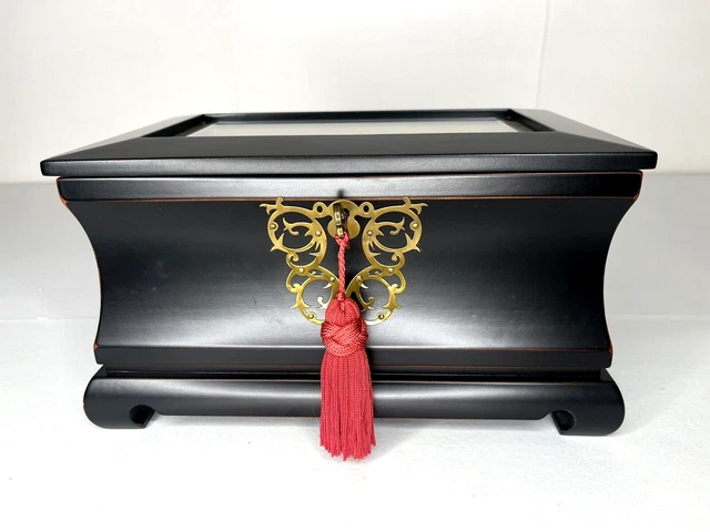 The Bombay Company 2005 Jewelry Box Locking Mahogany Vanity Rings Earrings Gift