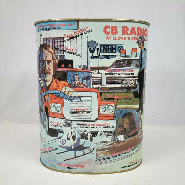 INTERSTATE CB JARGON Trash Can 1970's CB Radio Craze 13" Cheinco NICE 👀