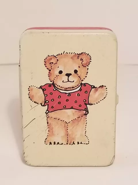 Vintage Enesco Lucy And Me Teddy Bear Miniature Tin Pill Box 1979 Collectible