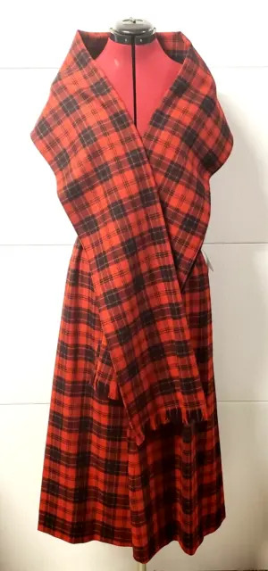 NOS JH Collectibles 100% Wool Buffalo Plaid Skirt Size 12 And Matching Shawl Set