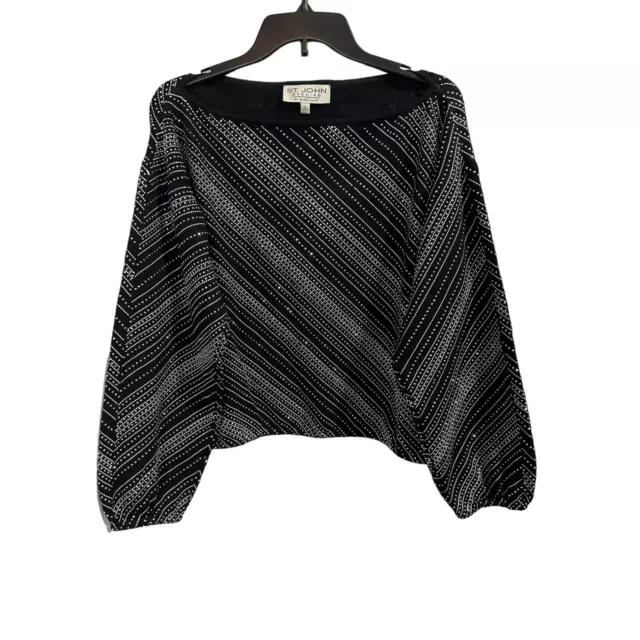 St. John Evening Black Embellished Sweater Top 4 S Marie Gray