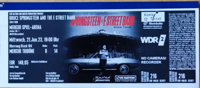 Bruce Springsteen Konzert / 1 Ticket für Düsseldorf am 21.06.2023 / Sitzplatz